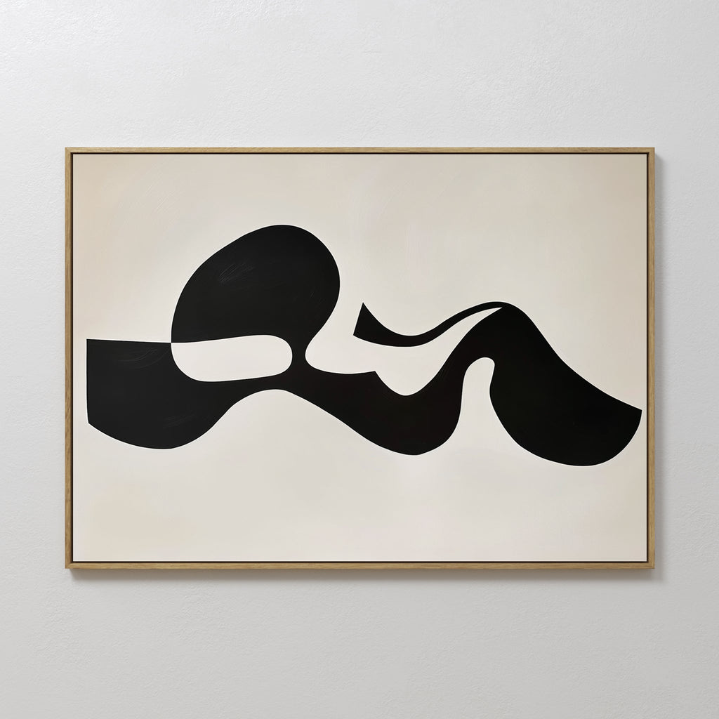 Whispered Calligraphy – black and white abstract canvas wall art print by Aspire Prints