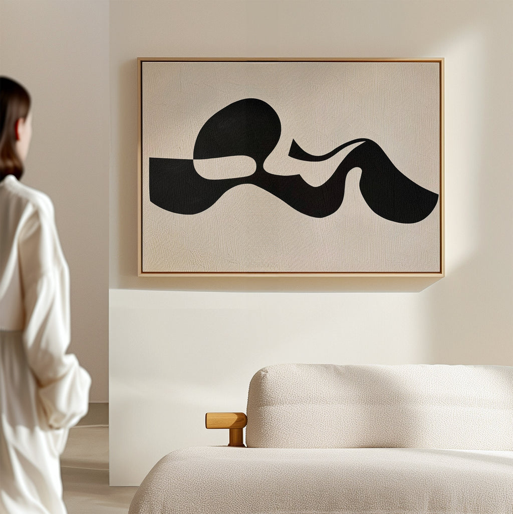 Whispered Calligraphy – black and white abstract canvas wall art print by Aspire Prints