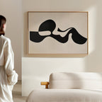 Whispered Calligraphy – black and white abstract canvas wall art print by Aspire Prints