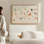 Whispers on the Wing – multicolour vintage canvas wall art print by Aspire Prints