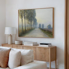 Whispering Pines at Daybreak – green vintage canvas wall art print by Aspire Prints