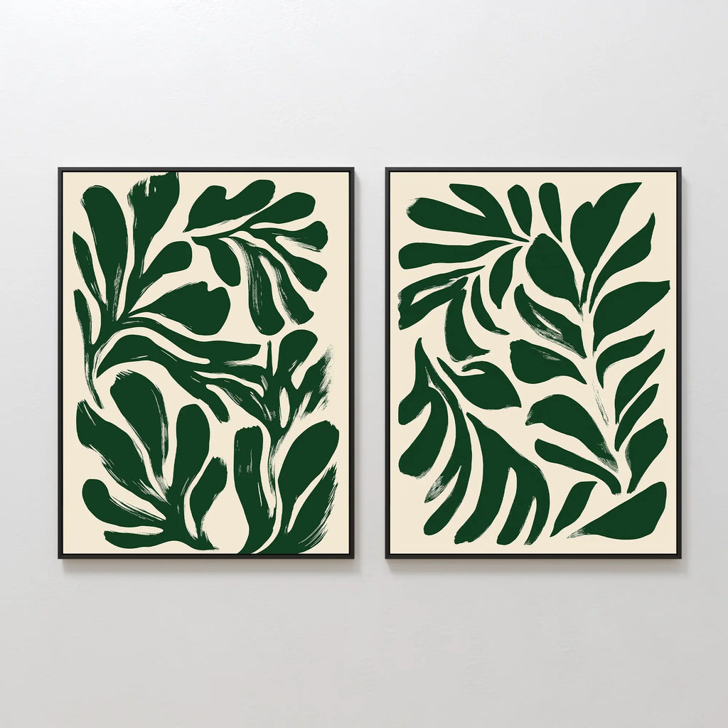 Whispering Fern Diptych – Set of 2 Canvas Prints set of 2 – neutral-toned botanical canvas wall art by Aspire Prints