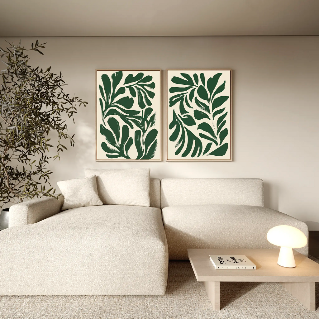 Whispering Fern Diptych – Set of 2 Canvas Prints set of 2 – neutral-toned botanical canvas wall art by Aspire Prints