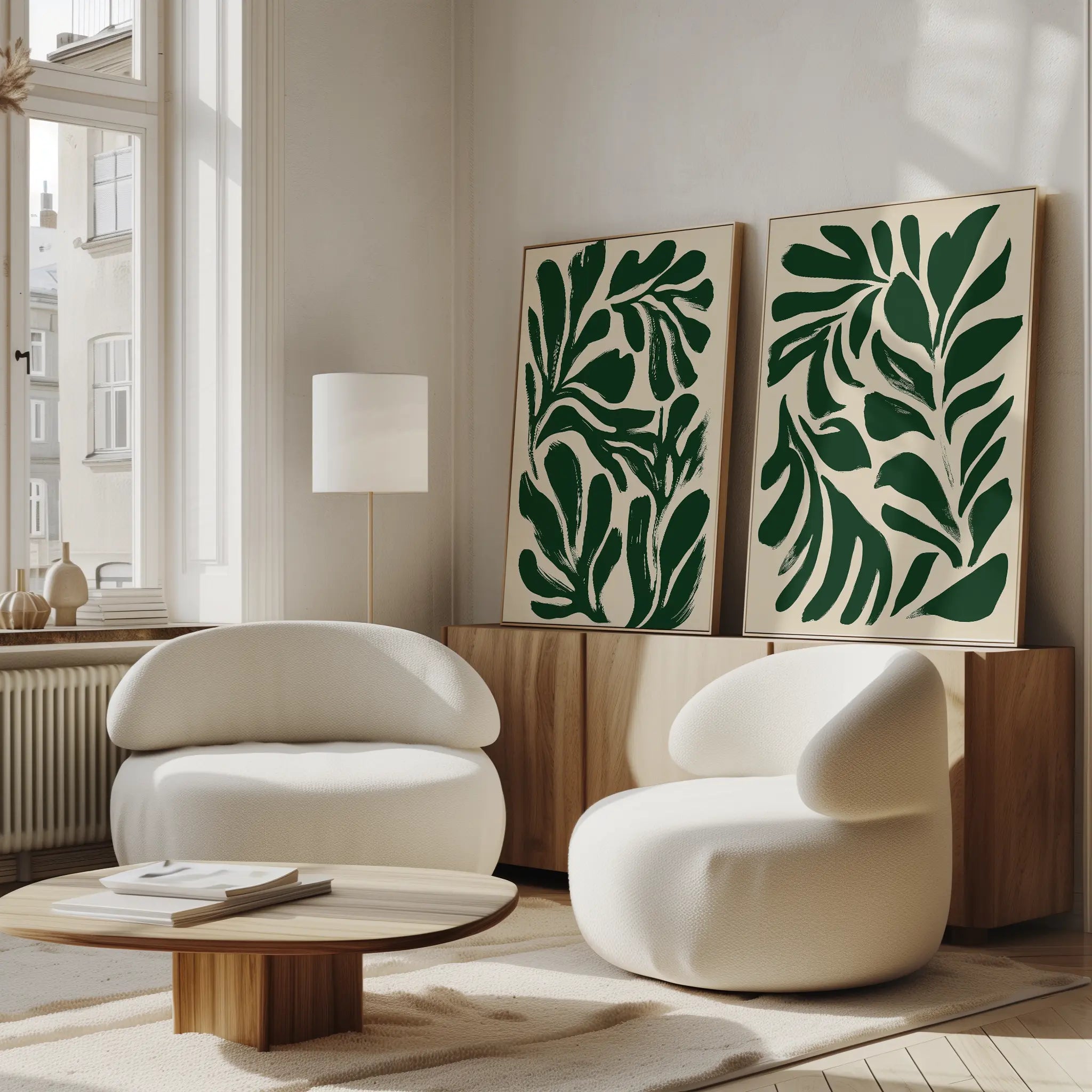 Whispering Fern Diptych – Set of 2 Canvas Prints set of 2 – neutral-toned botanical canvas wall art by Aspire Prints