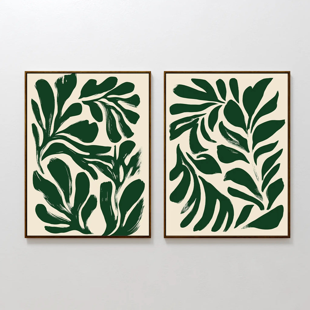 Whispering Fern Diptych – Set of 2 Canvas Prints set of 2 – neutral-toned botanical canvas wall art by Aspire Prints