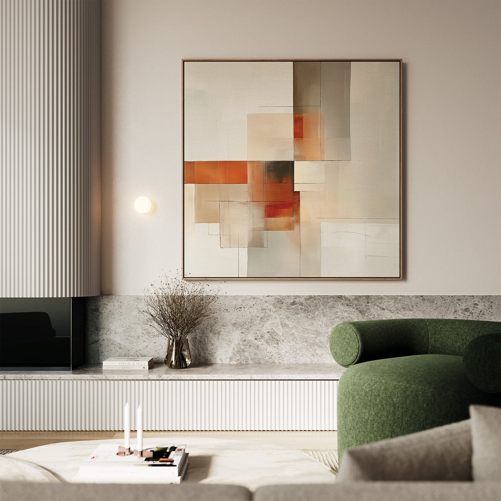 Fractured Dawn – neutral-toned abstract canvas wall art print by Aspire Prints
