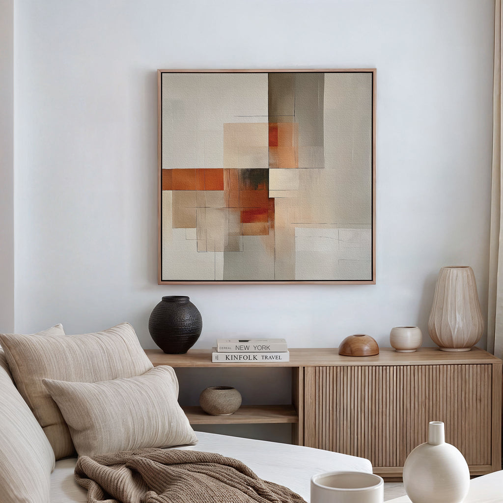 Fractured Dawn – neutral-toned abstract canvas wall art print by Aspire Prints