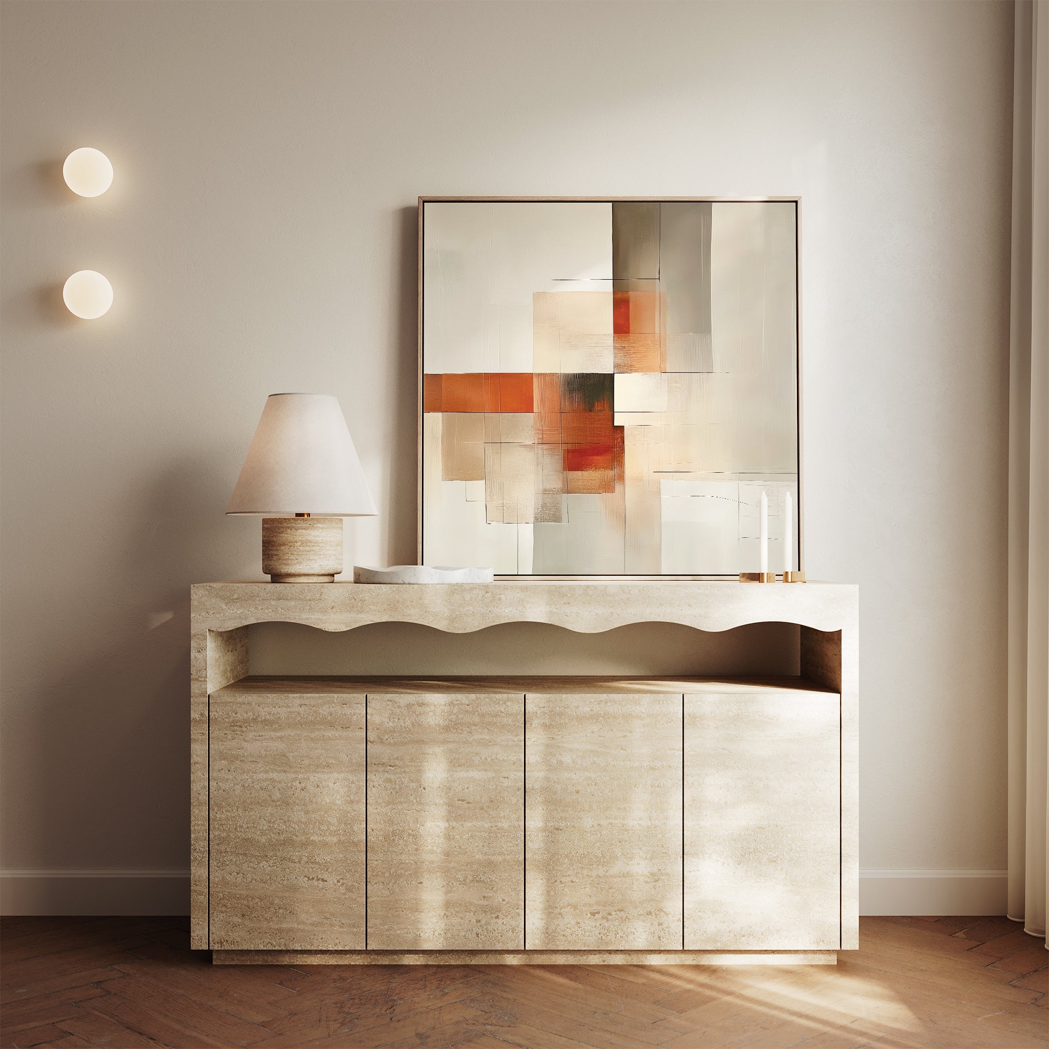Fractured Dawn – neutral-toned abstract canvas wall art print by Aspire Prints