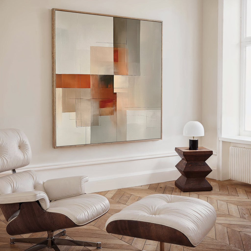 Fractured Dawn – neutral-toned abstract canvas wall art print by Aspire Prints