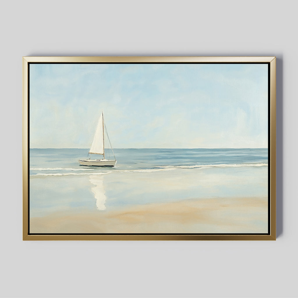 Where the Horizon Calls – blue vintage canvas wall art print by Aspire Prints