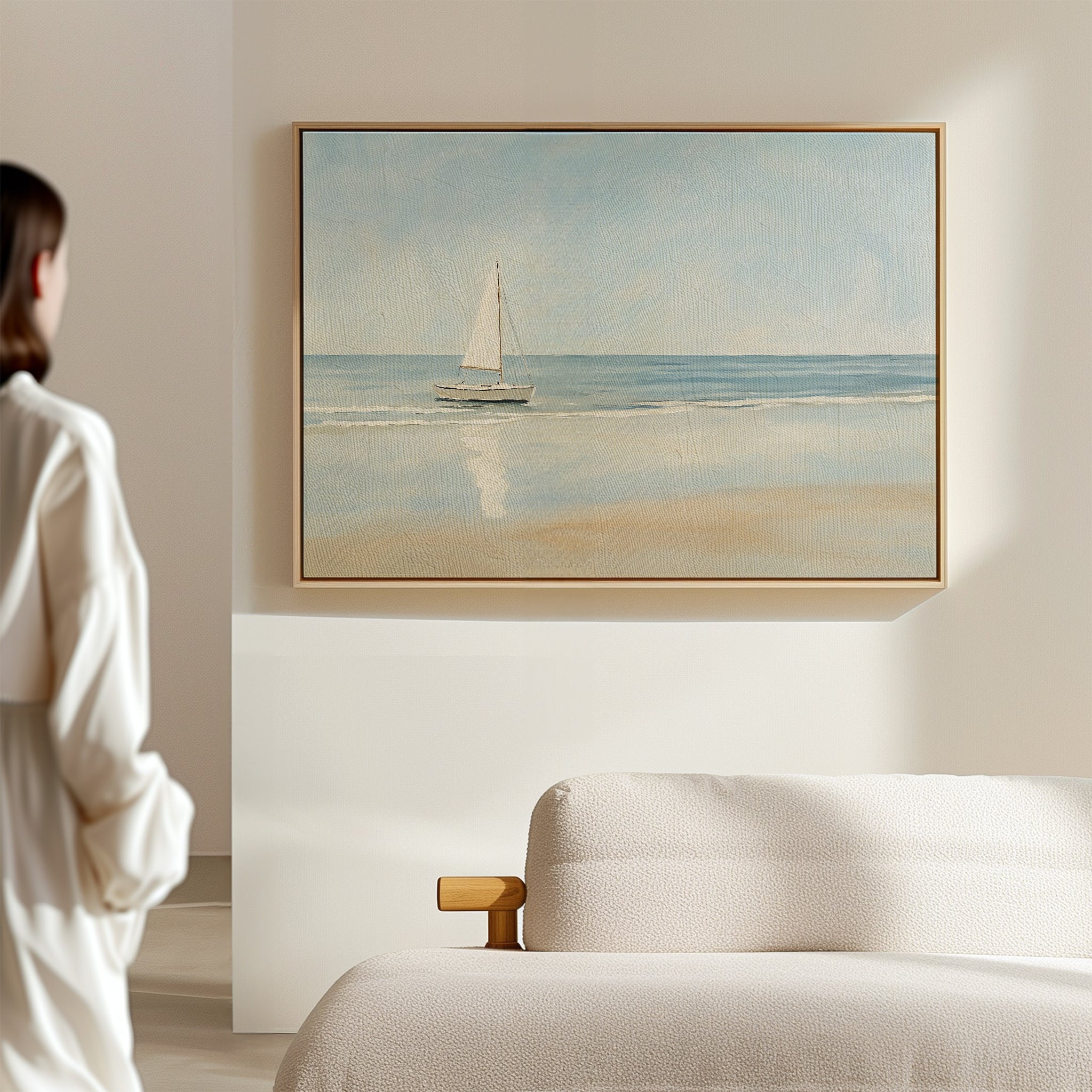 Where the Horizon Calls – blue vintage canvas wall art print by Aspire Prints