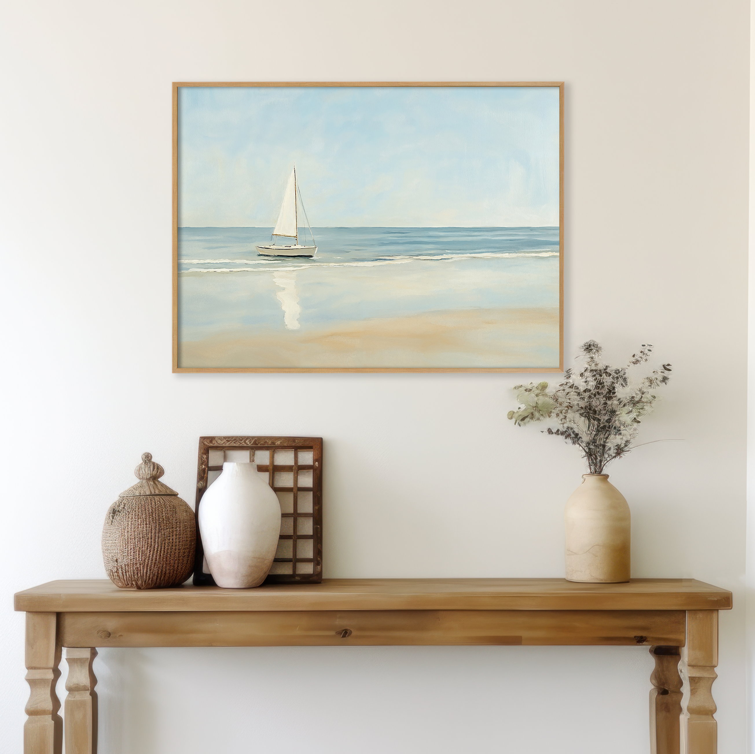 Where the Horizon Calls – blue vintage canvas wall art print by Aspire Prints