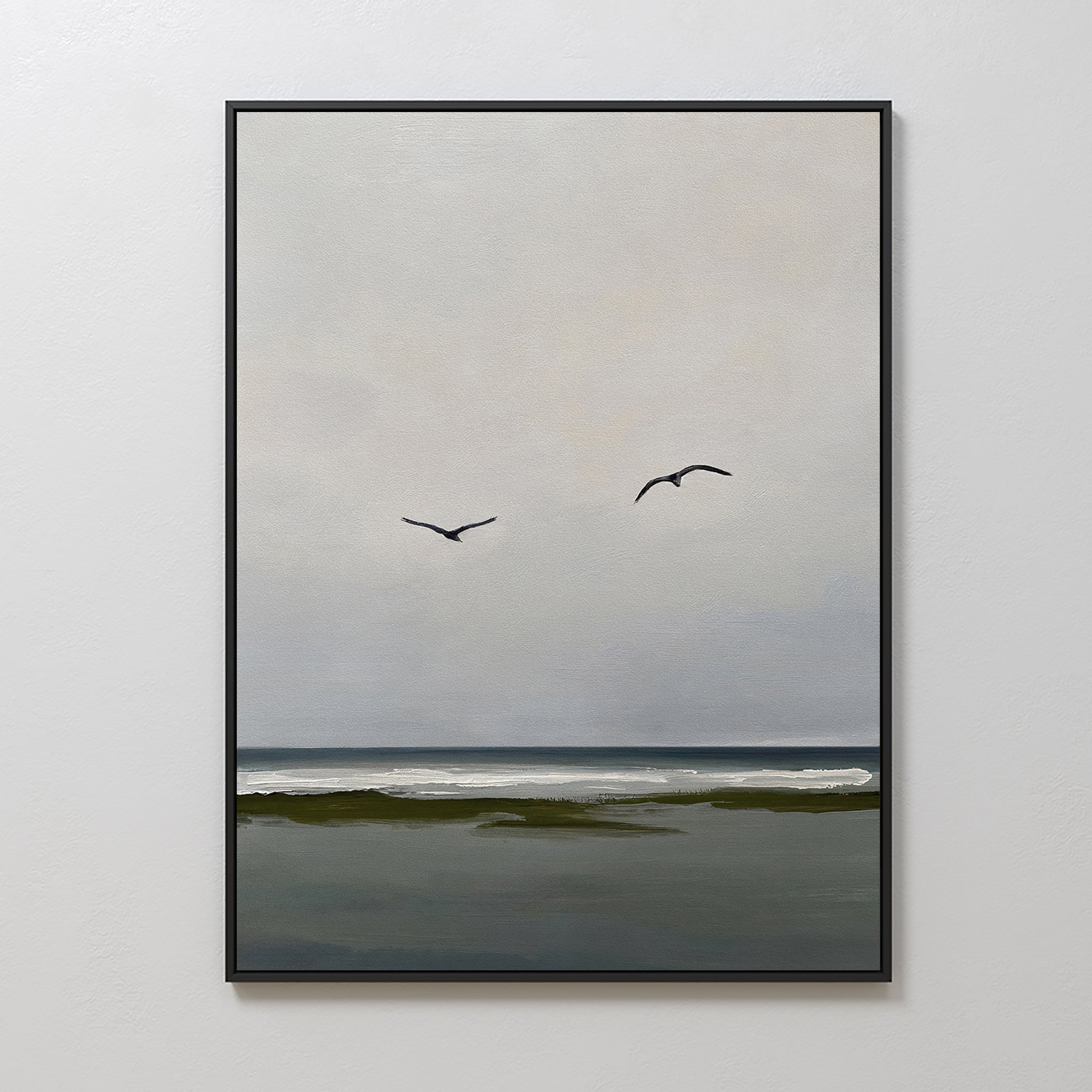 Whispers on the Wind – neutral-toned coastal canvas wall art print by Aspire Prints
