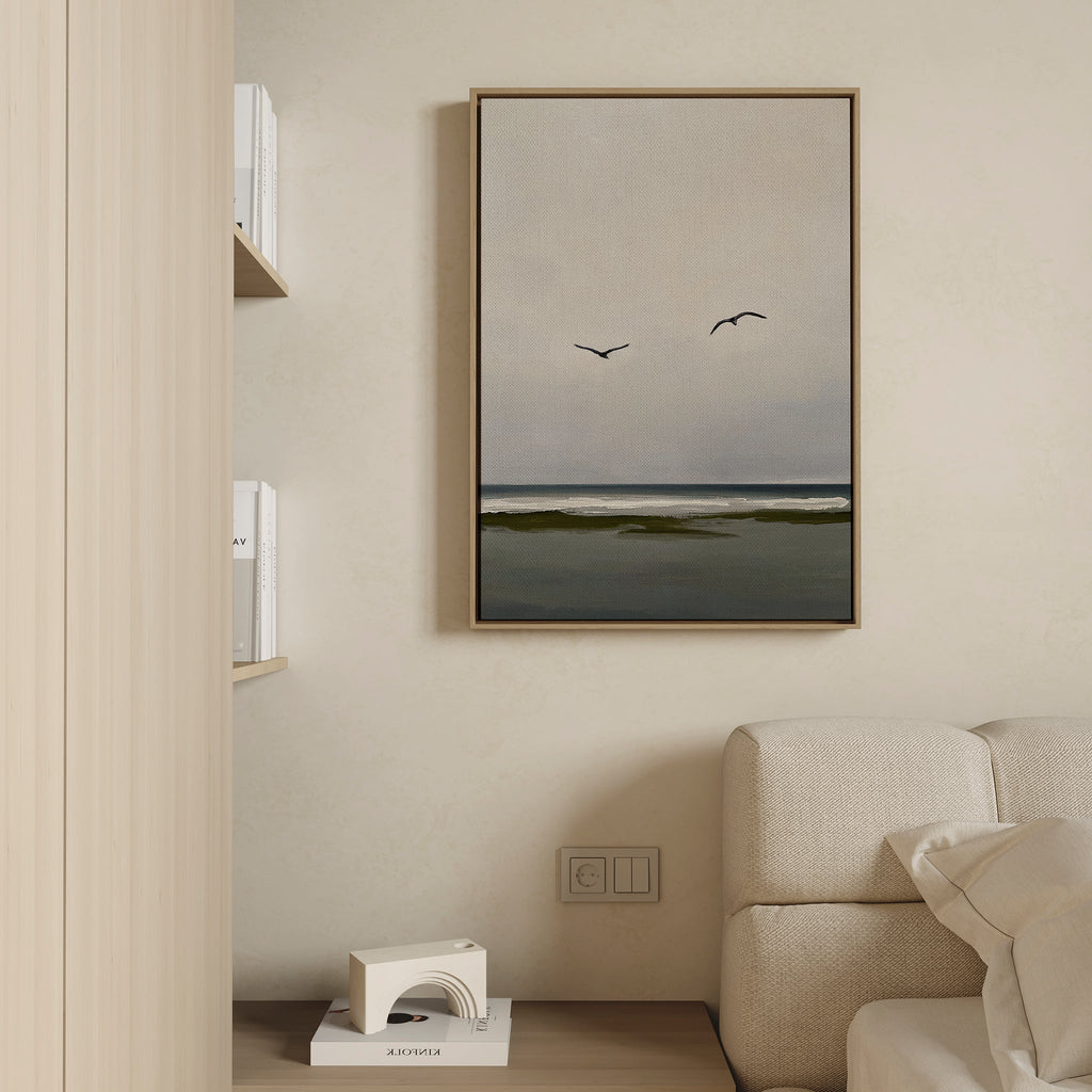 Whispers on the Wind – neutral-toned coastal canvas wall art print by Aspire Prints