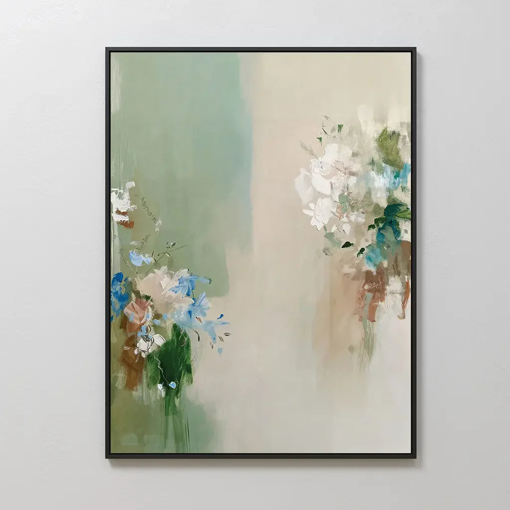 Whispers of the Petal Garden Canvas Print – green botanical canvas wall art print by Aspire Prints