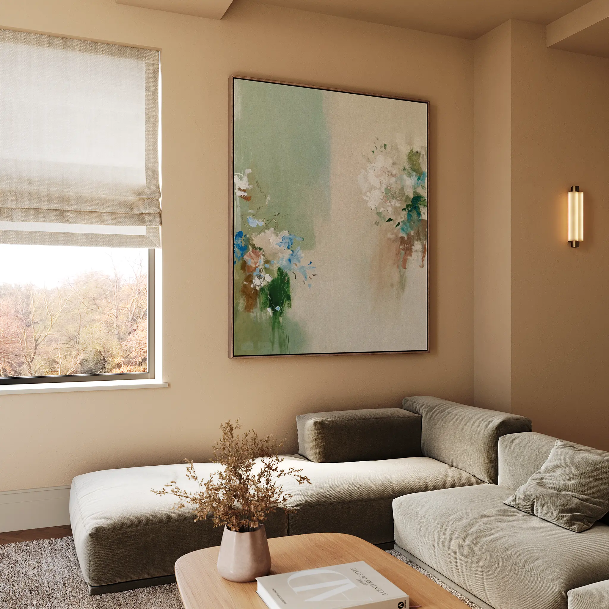 Whispers of the Petal Garden Canvas Print – green botanical canvas wall art print by Aspire Prints