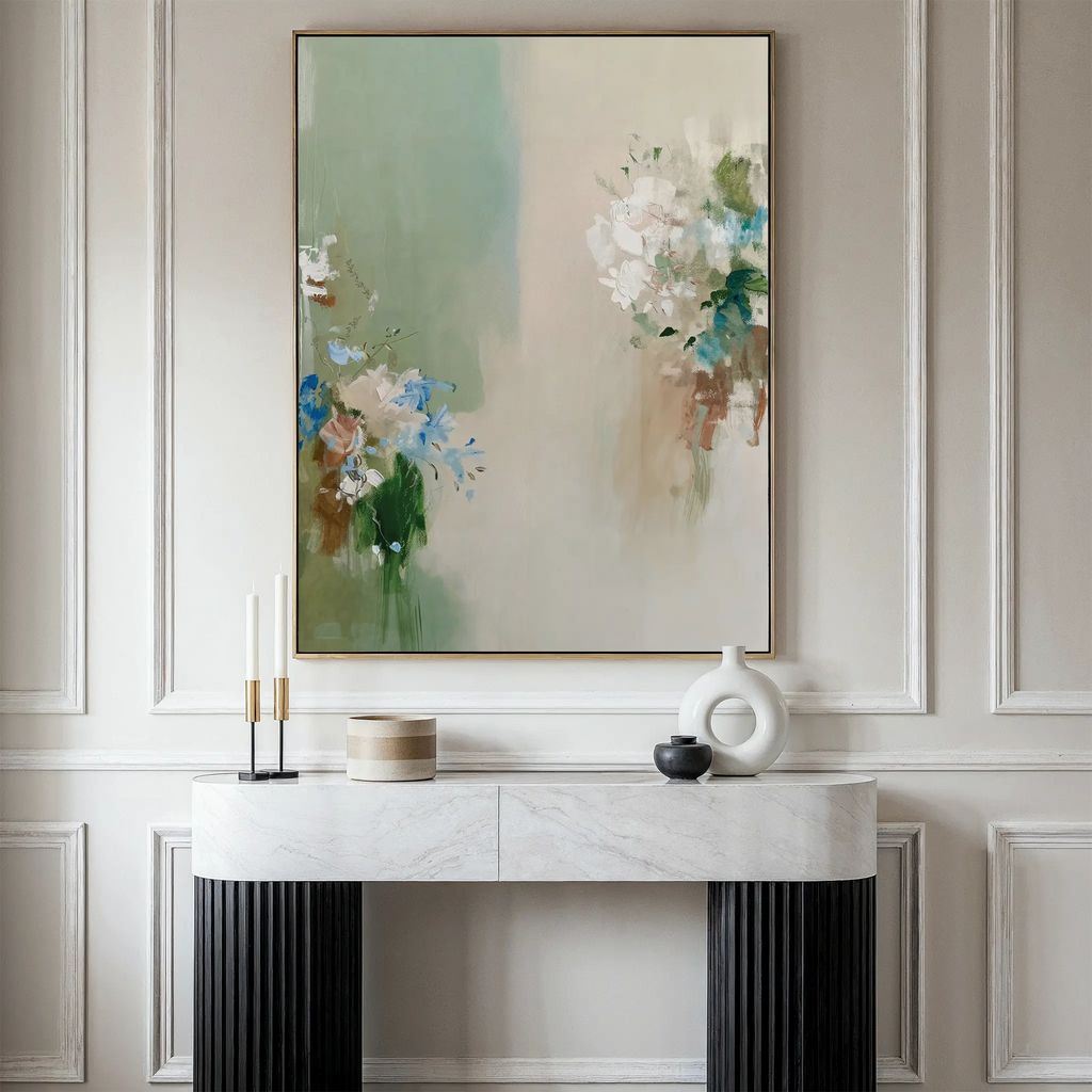 Whispers of the Petal Garden Canvas Print – green botanical canvas wall art print by Aspire Prints