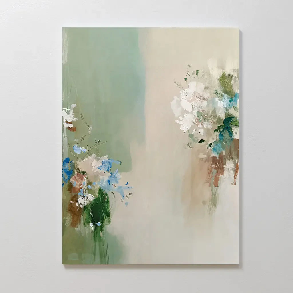 Whispers of the Petal Garden Canvas Print – green botanical canvas wall art print by Aspire Prints