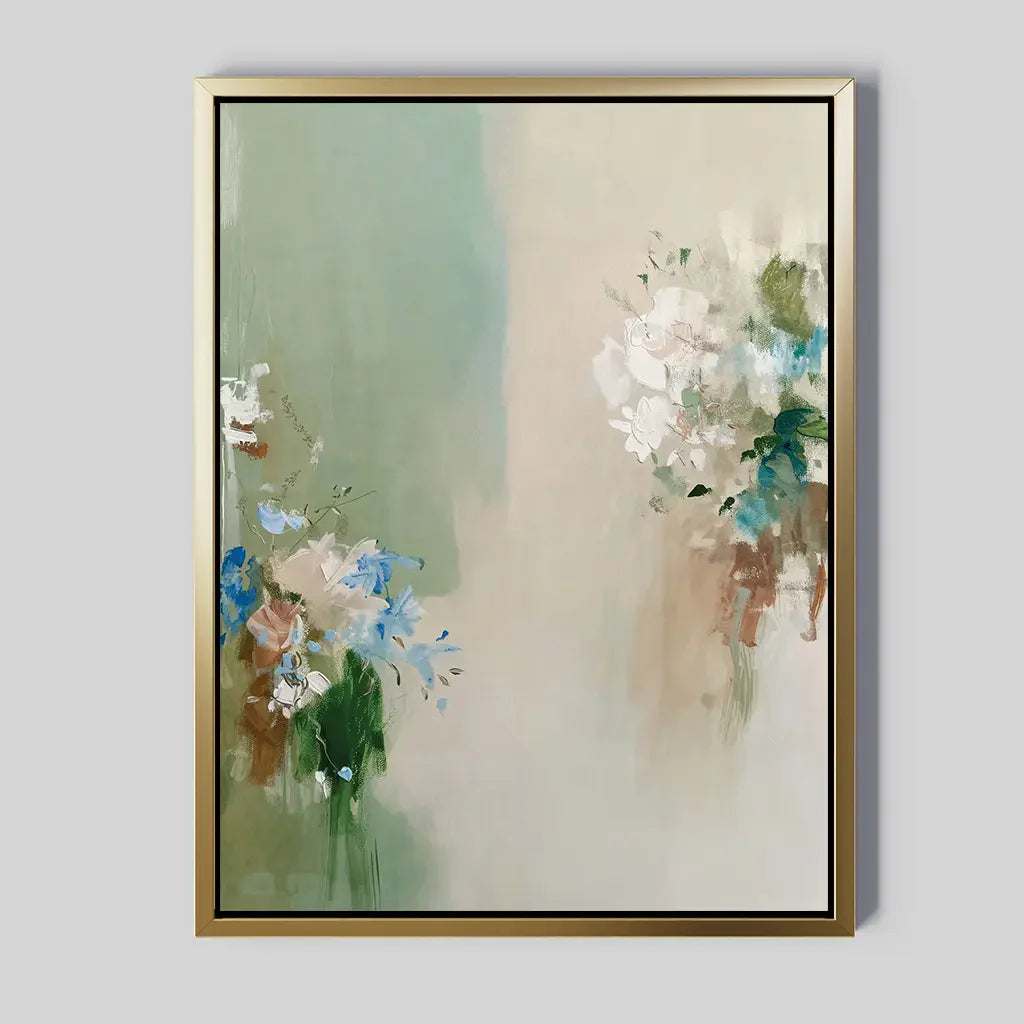 Whispers of the Petal Garden Canvas Print – green botanical canvas wall art print by Aspire Prints