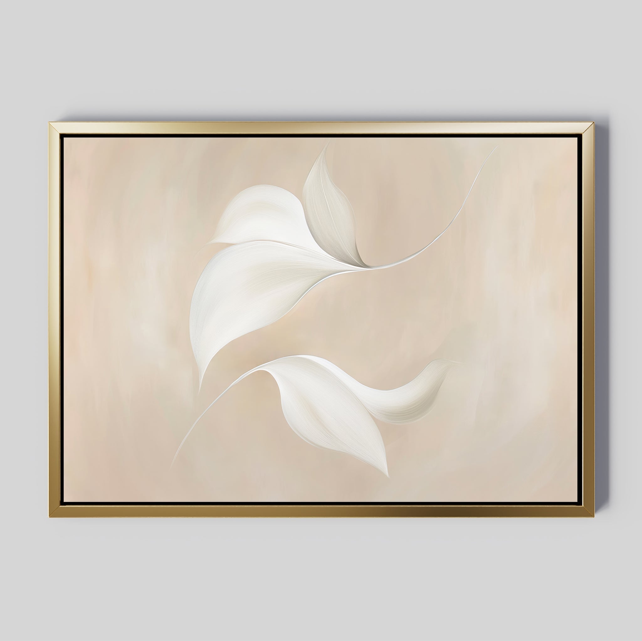 Whispered Blooms in Bloom – beige and white botanical canvas wall art print by Aspire Prints