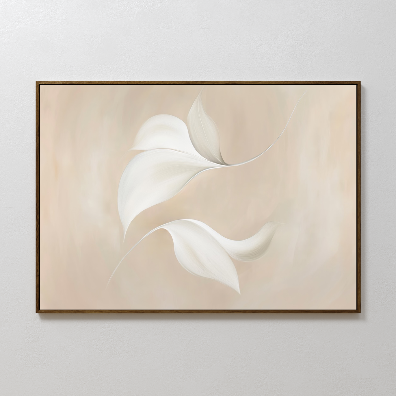 Whispered Blooms in Bloom – beige and white botanical canvas wall art print by Aspire Prints