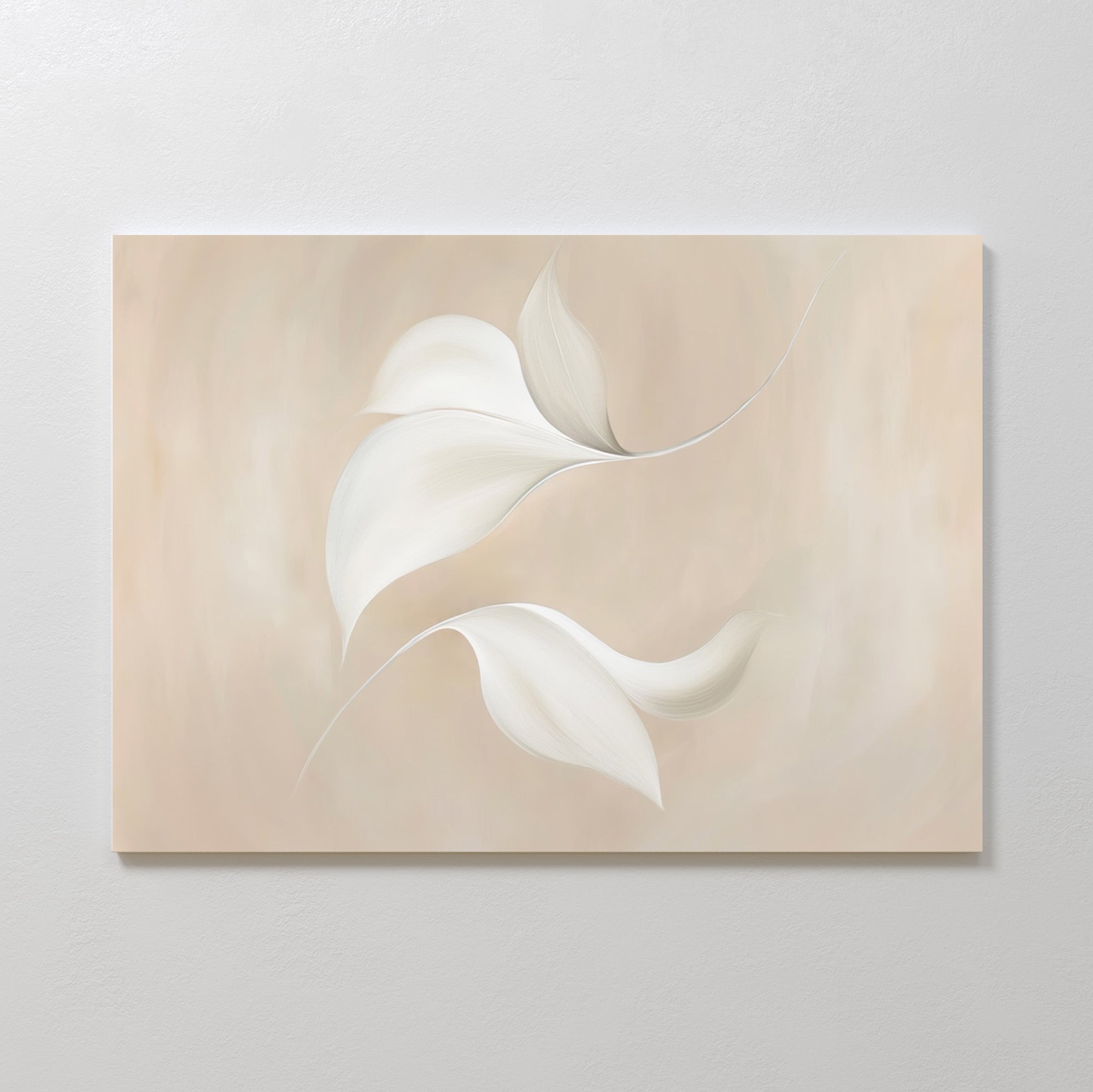 Whispered Blooms in Bloom – beige and white botanical canvas wall art print by Aspire Prints