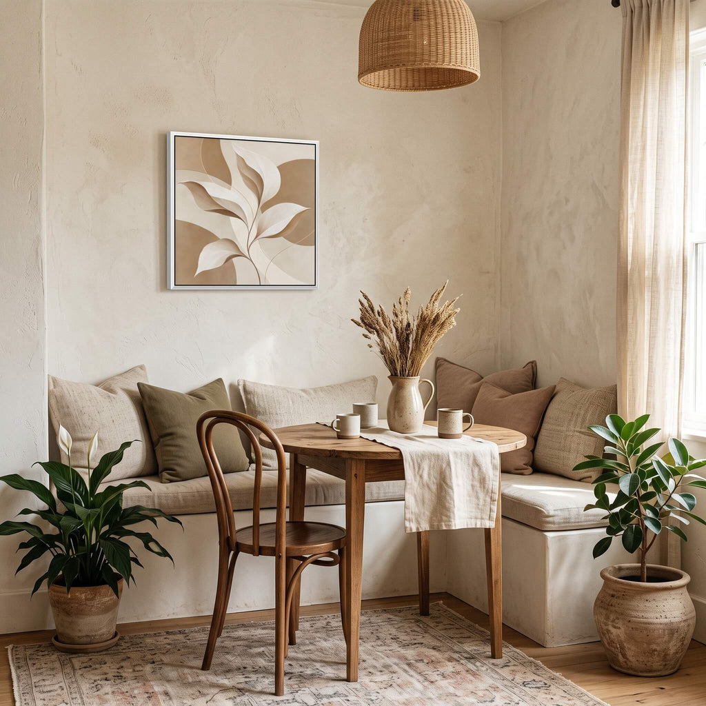 Neutral Leaves Canvas Art - Square by Aspire Prints styled in a room