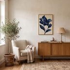 Velvet Blue Flower Canvas Art - Vertical by Aspire Prints styled in a room