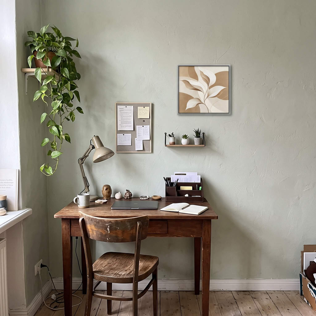 Neutral Leaves Canvas Art - Square by Aspire Prints styled in a room