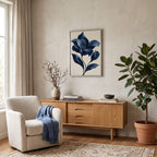 Velvet Blue Flower Canvas Art - Vertical by Aspire Prints styled in a room