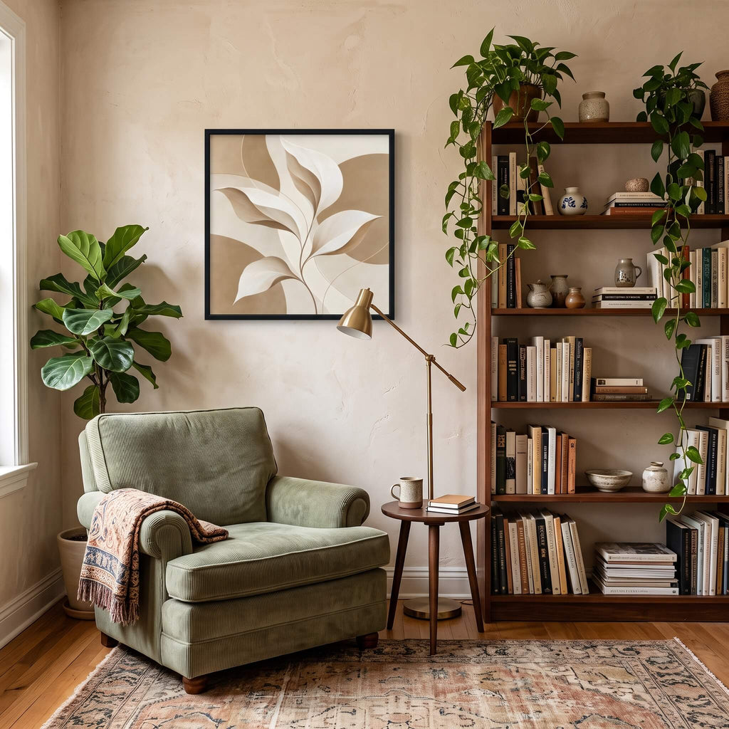 Neutral Leaves Canvas Art - Square by Aspire Prints styled in a room