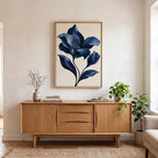 Velvet Blue Flower Canvas Art - Vertical by Aspire Prints styled in a room