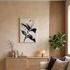 Ivory and Navy Lily Canvas Art - Vertical by Aspire Prints styled in a room