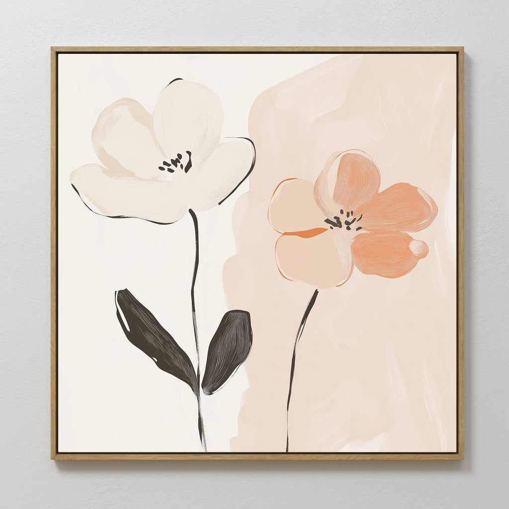 Whispering Petals in Bloom – blush pink botanical canvas wall art print by Aspire Prints