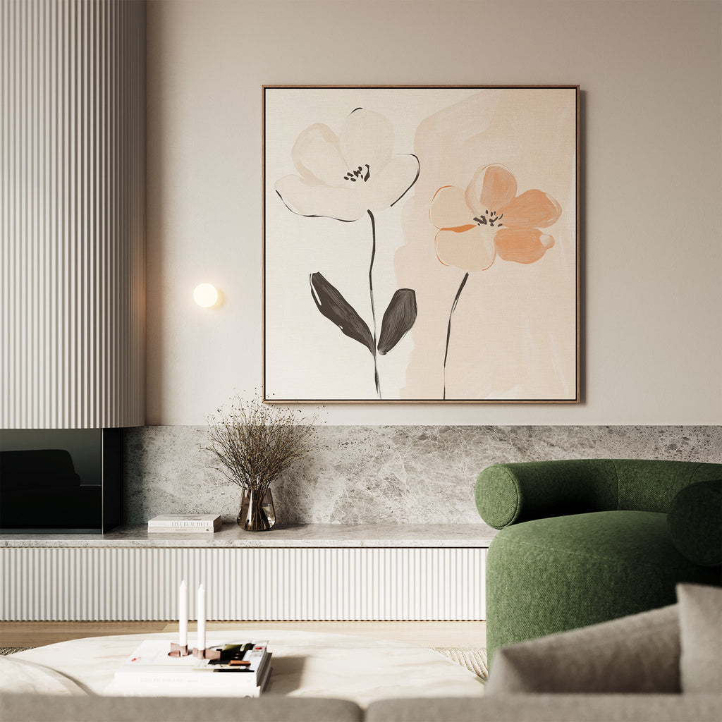 Whispering Petals in Bloom – blush pink botanical canvas wall art print by Aspire Prints