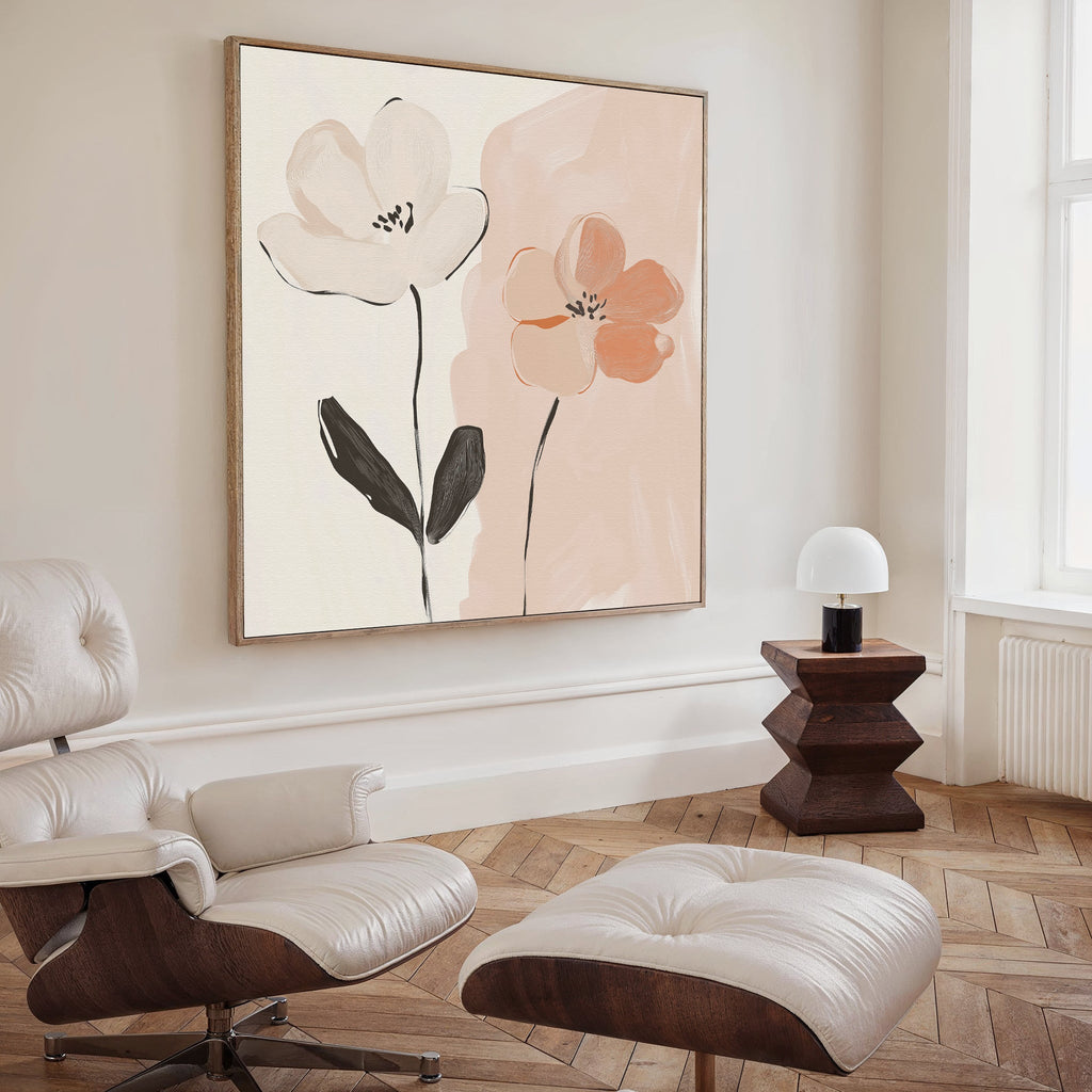 Whispering Petals in Bloom – blush pink botanical canvas wall art print by Aspire Prints