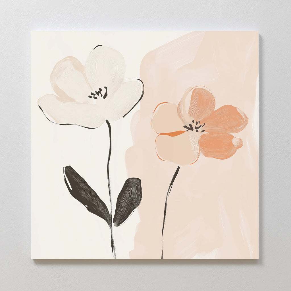 Whispering Petals in Bloom – blush pink botanical canvas wall art print by Aspire Prints