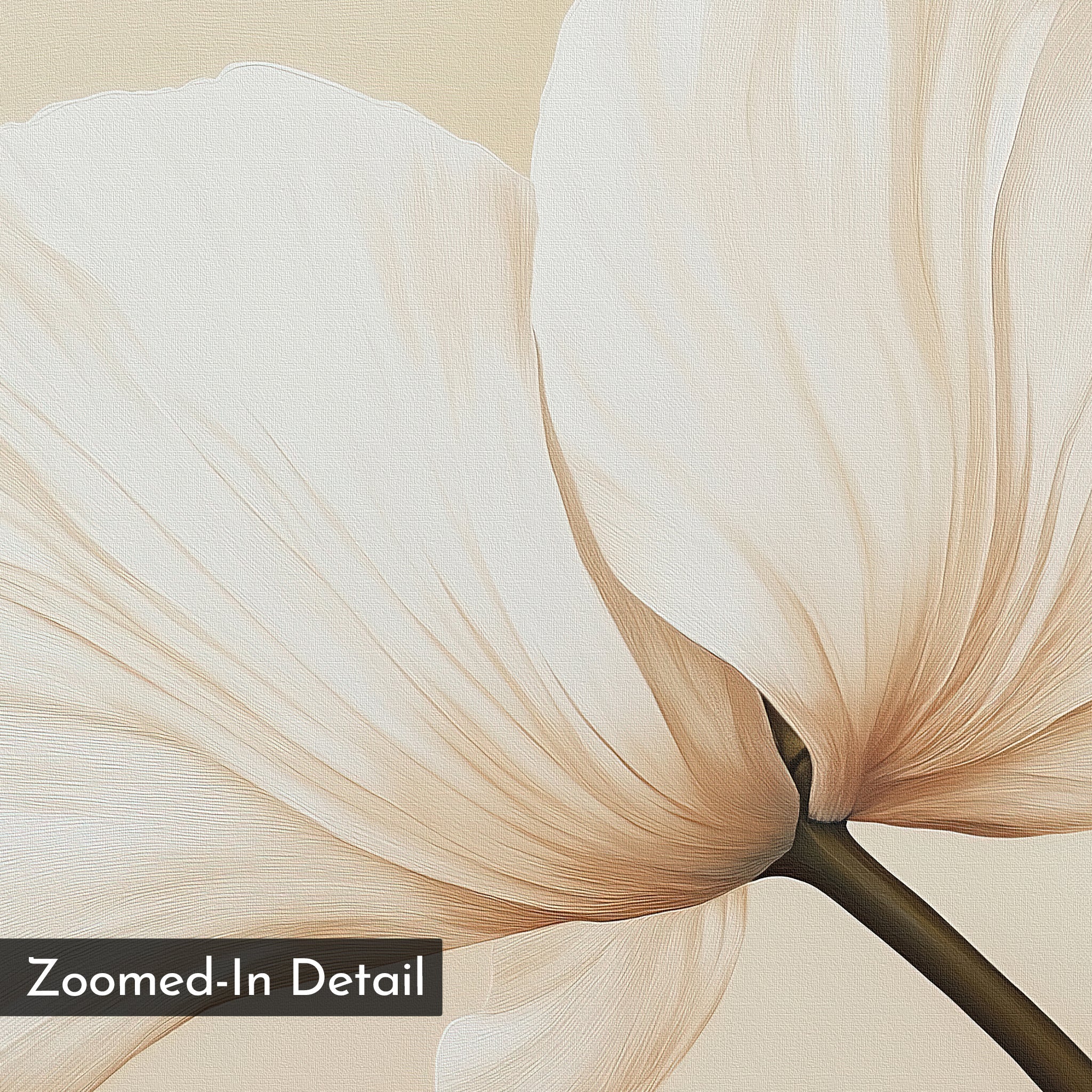 Whisper of Petals – beige and white botanical canvas wall art print by Aspire Prints