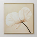 Whisper of Petals – beige and white botanical canvas wall art print by Aspire Prints