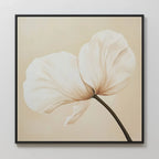 Whisper of Petals – beige and white botanical canvas wall art print by Aspire Prints