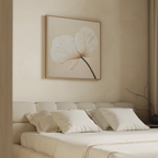 Whisper of Petals – beige and white botanical canvas wall art print by Aspire Prints