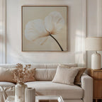 Whisper of Petals – beige and white botanical canvas wall art print by Aspire Prints