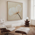 Whisper of Petals – beige and white botanical canvas wall art print by Aspire Prints