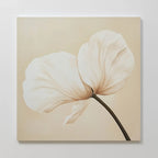 Whisper of Petals – beige and white botanical canvas wall art print by Aspire Prints