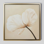 Whisper of Petals – beige and white botanical canvas wall art print by Aspire Prints