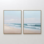 Whispering Tides Diptych – Set of 2 Canvas Prints set of 2 – neutral-toned coastal canvas wall art by Aspire Prints