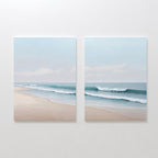 Whispering Tides Diptych – Set of 2 Canvas Prints set of 2 – neutral-toned coastal canvas wall art by Aspire Prints