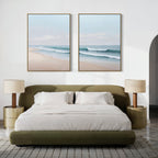 Whispering Tides Diptych – Set of 2 Canvas Prints set of 2 – neutral-toned coastal canvas wall art by Aspire Prints
