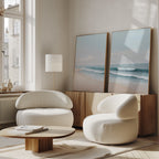 Whispering Tides Diptych – Set of 2 Canvas Prints set of 2 – neutral-toned coastal canvas wall art by Aspire Prints