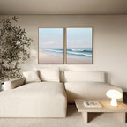Whispering Tides Diptych – Set of 2 Canvas Prints set of 2 – neutral-toned coastal canvas wall art by Aspire Prints